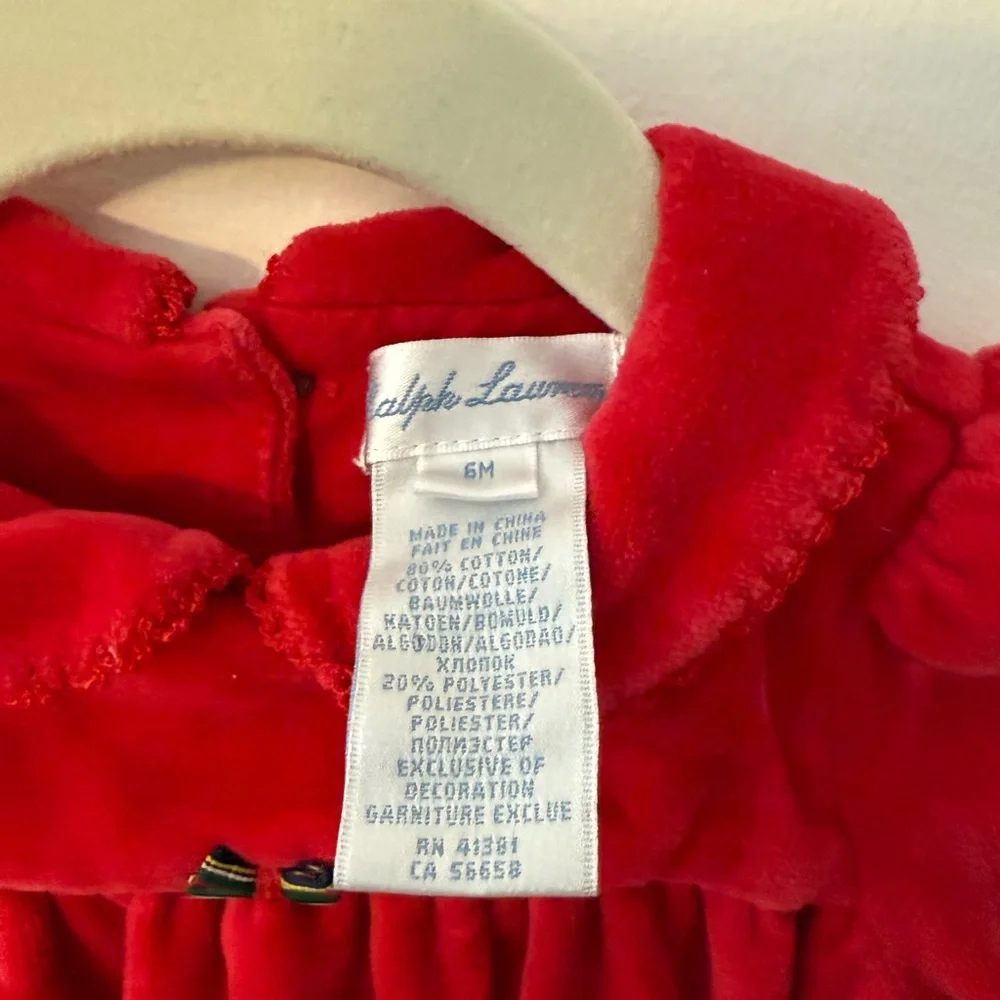 Ralph Lauren Red Velour Christmas Footie